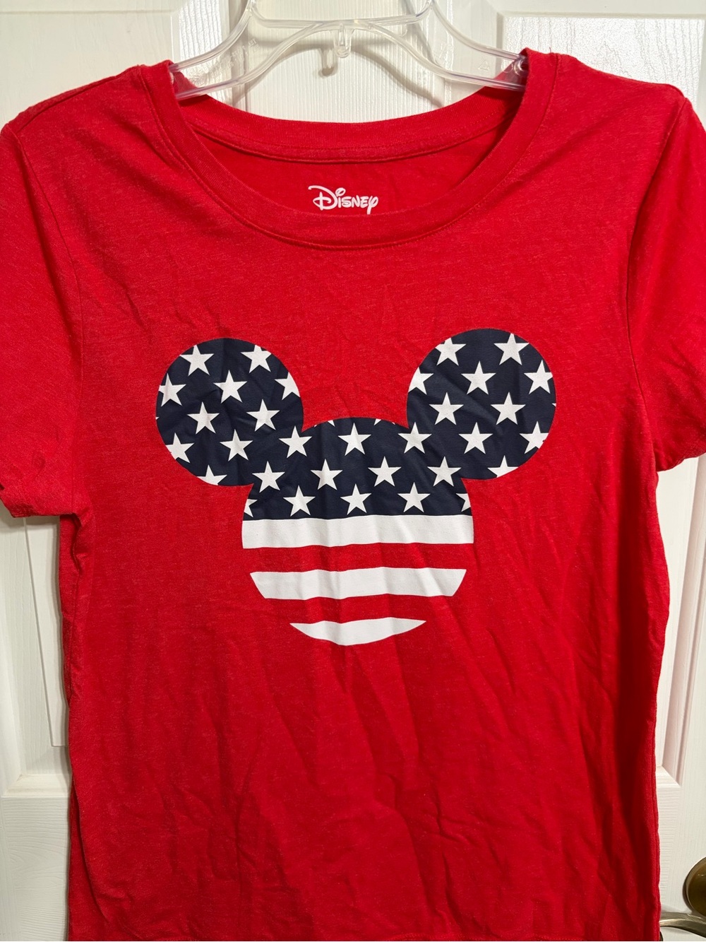 Disney Red Tee with Stars & Stripes Mickey Graphic